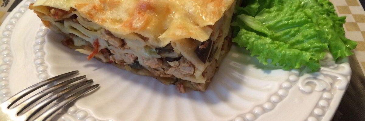 Рецепт Мясной лазанья с бешамель и болонезе с баклажаном