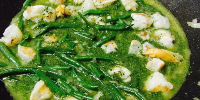 Рецепт пасты с креветками и фасолью под соусом песто