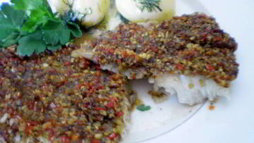 Рецепт Рыбы запеченной с соусом песто