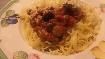 Рецепт Соуса с баклажанами и грибами