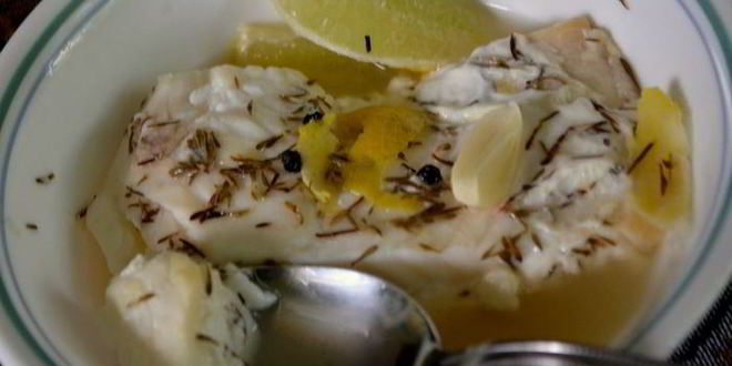 Рецепт палтуса в лимонно-тимьянном бульоне