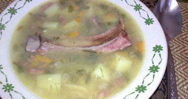 Рецепт Вкуса детства — горохового супа с копченостями