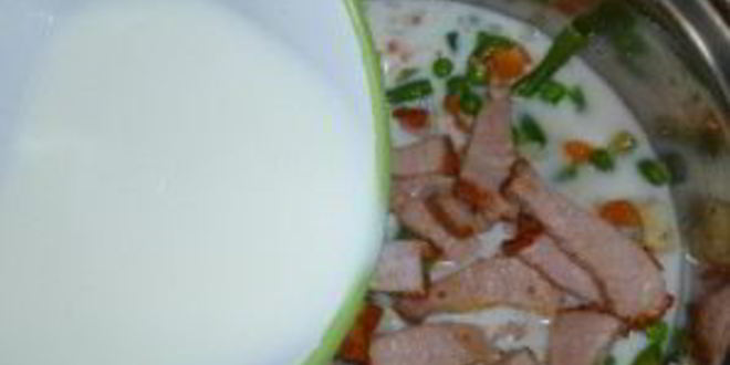 Рецепт сырно-молочного суп с овощами