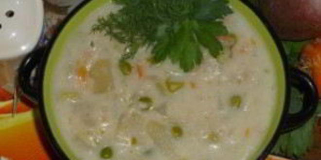 Рецепт сырно-молочного суп с овощами