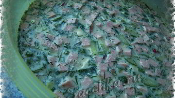 Рецепт Окрошки на кефире с минералкой