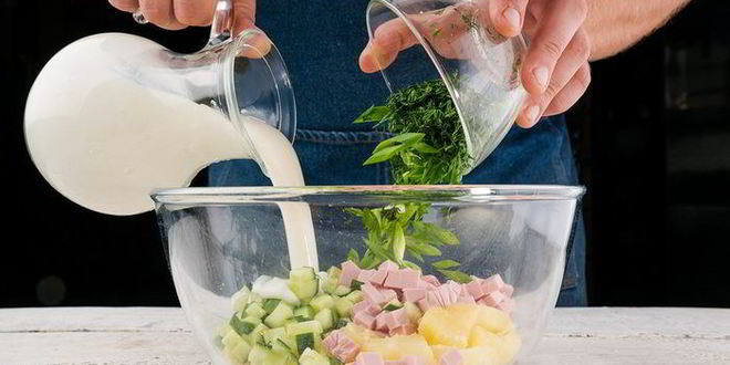 Рецепт окрошки на кефире