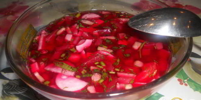 Рецепт окрошки на свекольном отваре