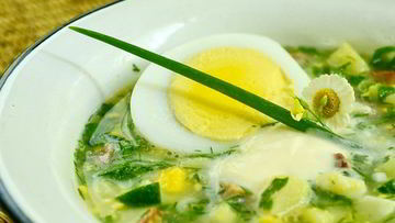 Рецепт Окрошки с куриным филе и бульоном