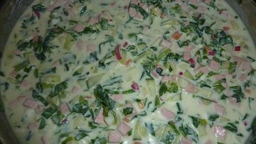 Рецепт Окрошки с редисом и шпинатом