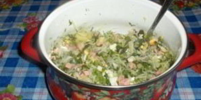 Рецепт овощной окрошки на кефире