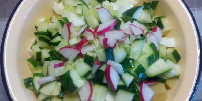 Рецепт вкусной окрошки с курицей на кефире