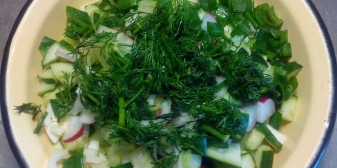 Рецепт вкусной окрошки с курицей на кефире