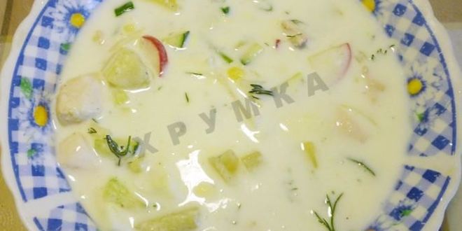 Рецепт вкусной окрошки с курицей на кефире