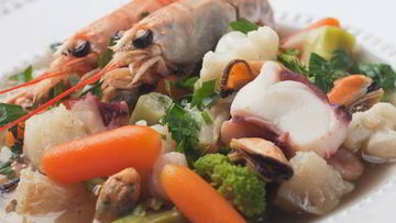 Рецепт Легкого супа с креветками, овощами и кинзой