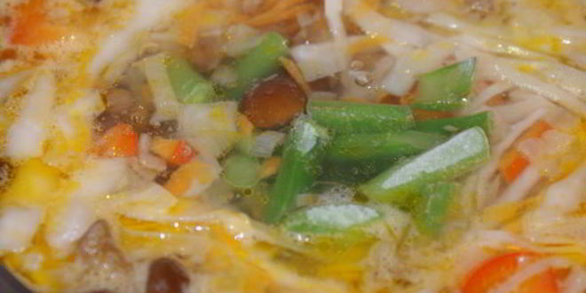 Рецепт овощного супа с грибами и баклажаном