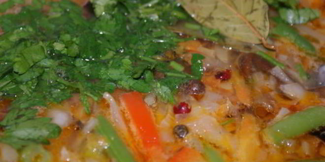 Рецепт овощного супа с грибами и баклажаном