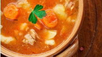 Рецепт Супа овощной с мясом в горшочке