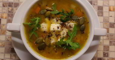 Рецепт Чечевичной похлебки с тыквой и моцареллой
