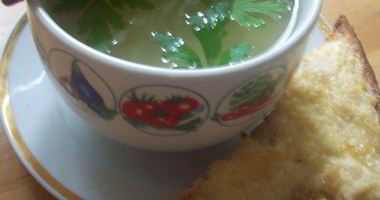 Рецепт Чесночной похлебки с сырно-куриными тостами