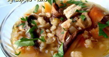 Рецепт Грибной похлебки с перловкой и курицей