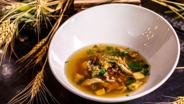 Рецепт Похлебки из ржи с уткой и белыми грибами