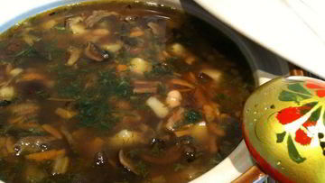 Рецепт Сытной постной похлебки с грибами и фасолью