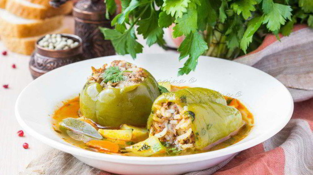 Как приготовить суп с фаршированными перцам дулма-шурпа