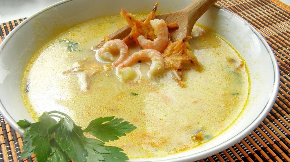 Как приготовить сливочный суп с креветками