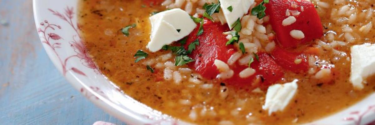 Рецепт Супа из риса с печеными овощами