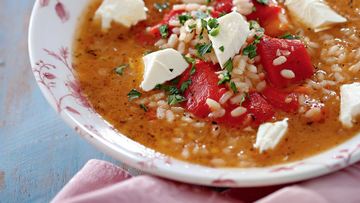 Рецепт Супа из риса с печеными овощами