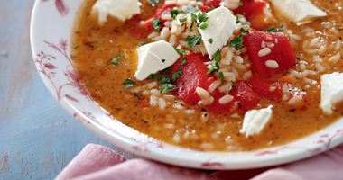 Рецепт Супа из риса с печеными овощами