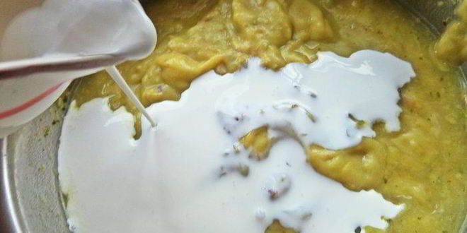 Рецепт супа-пюре картофельного с горошком и беконом