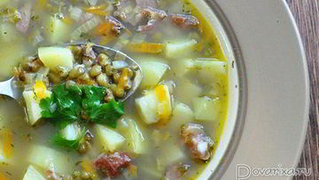 Рецепт Супа с копченостями и машем