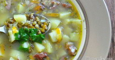 Рецепт Супа с копченостями и машем