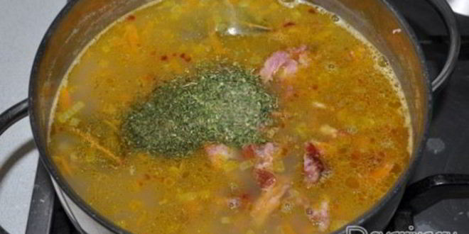 Рецепт супа с копченостями и машем