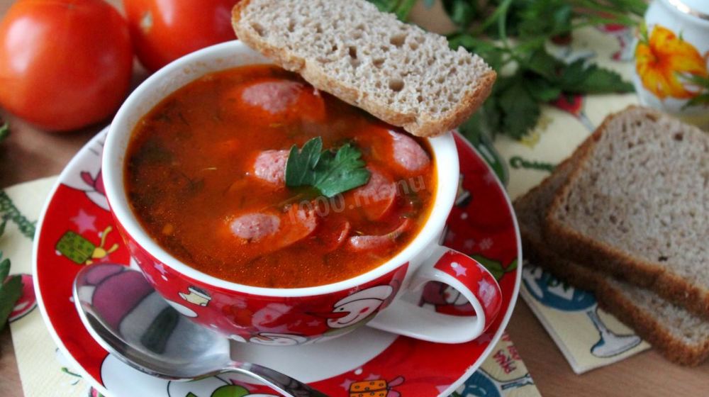 Как приготовить суп с охотничьими колбасками