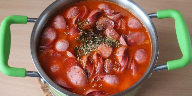 Рецепт супа с охотничьими колбасками