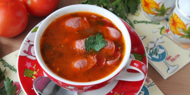 Рецепт супа с охотничьими колбасками