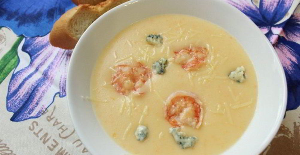 Рецепт сырный крем-суп с морепродуктами