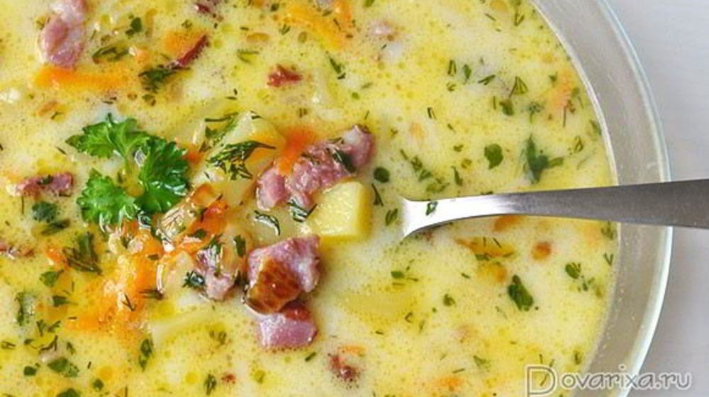 Как приготовить сырный суп с копченостями