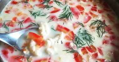 Рецепт Сырного супа с креветками и болгарским перцем