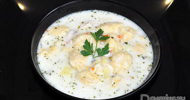 Рецепт Сырного супа с кукурузными клецками