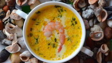 Рецепт Сырного супа с морепродуктами