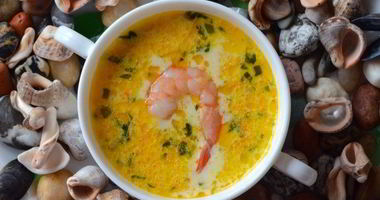 Рецепт Сырного супа с морепродуктами