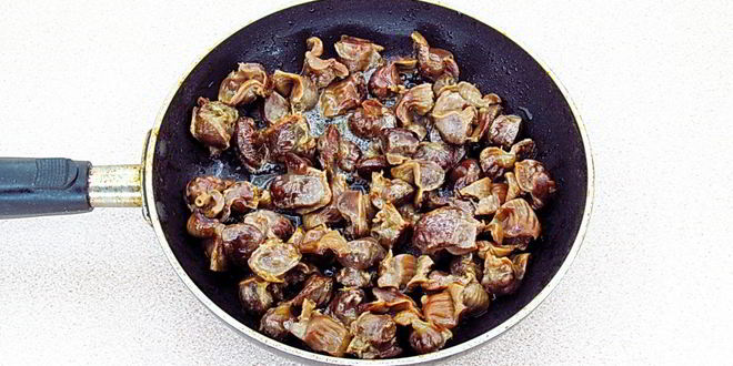 Рецепт блинчиков с куриными желудками и рисом