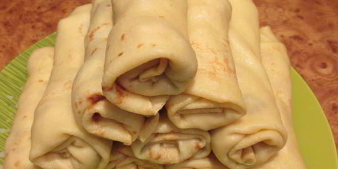 Рецепт блинов с курицей, грибами и сыром