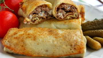 Рецепт Блинов с мясом и рисом