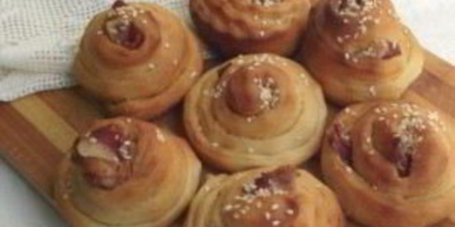 Рецепт булочек-улиток с беконом