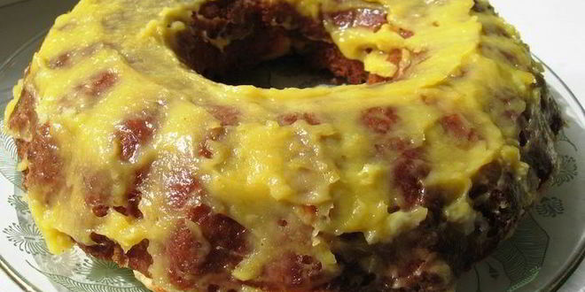 Рецепт нежного кекса с яблоками и лимонным заварным кремом