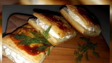 Рецепт Хрустящих слоек с крабово-творожным кремом